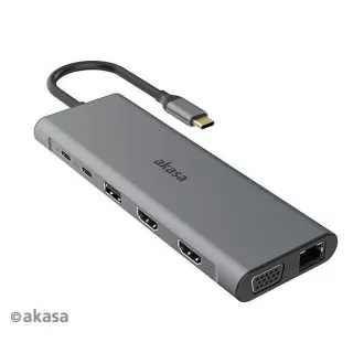 AKASA Priključna postaja USB-C 14v1, USB-C (napajanje podatki), USB 2.0, 2xHDMI, VGA, RJ45, USB 3.2, bralnik kartic, 3, 5 mm priključek AKASA Priključna postaja USB-C 14v1, USB-C (napajanje podatki), USB 2.0, 2xHDMI, VGA, RJ45, USB 3.2, bralnik kartic, 3, 5 mm priključek