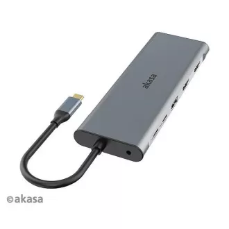 AKASA Priključna postaja USB-C 14v1, USB-C (napajanje podatki), USB 2.0, 2xHDMI, VGA, RJ45, USB 3.2, bralnik kartic, 3, 5 mm priključek AKASA Priključna postaja USB-C 14v1, USB-C (napajanje podatki), USB 2.0, 2xHDMI, VGA, RJ45, USB 3.2, bralnik kartic, 3, 5 mm priključek