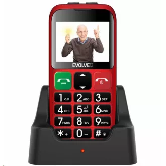 EVOLVEO EasyPhone EB, mobilni telefon za starejše s stojalom za polnjenje, rdeč