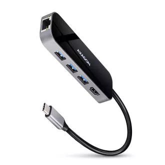 AXAGON HMC-6GL, vozlišče USB 3.2 Gen 1, 3x vrata USB-A, HDMI, RJ-45 GLAN, USB-C PD 60W, kabel USB-C 20cm