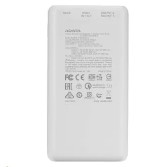 ADATA PowerBank P20000QCD - zunanja baterija za mobilni telefon/tablico 20000mAh, 2, 1A, bela (74Wh)