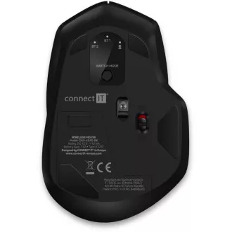 CONNECT IT Triple SmartSwitch brezžična miška, 2,4 GHz in BT, črna