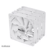 AKASA ventilator Viper, Beli ventilator 12cm, 120x120x25mm, HDB, 4 pin PWM, 3 kosi v paketu, bela barva