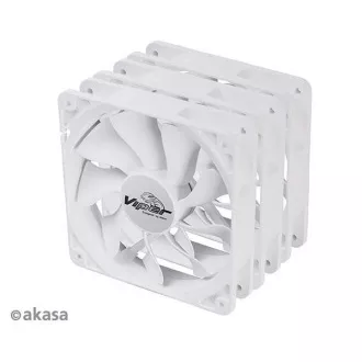 AKASA ventilator Viper, Beli ventilator 12cm, 120x120x25mm, HDB, 4 pin PWM, 3 kosi v paketu, bela barva