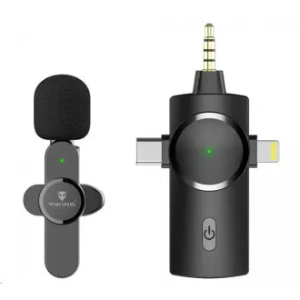 Brezžični mikrofon Viking s sponko M360, USB-C / Lightning / 3,5 mm priključek