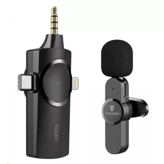 Brezžični mikrofon Viking s sponko M360, USB-C / Lightning / 3,5 mm priključek
