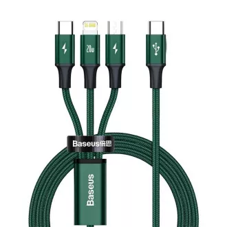 Baseus Rapid Series polnilni/podatkovni kabel 3v1 Type-C/ (Micro USB   Lightning PD 20W   USB-C) 1,5 m zelen