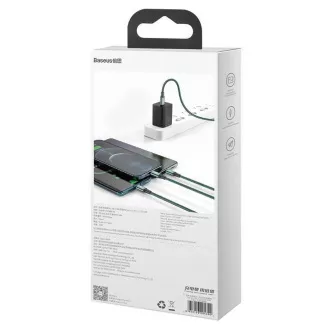 Baseus Rapid Series polnilni/podatkovni kabel 3v1 Type-C/ (Micro USB   Lightning PD 20W   USB-C) 1,5 m zelen