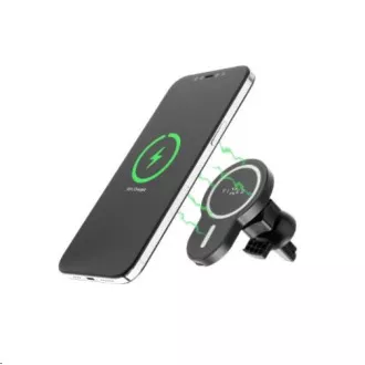 FIXED MagClick držalo za avto z brezžičnim polnjenjem, 15 W, USB-C, črno