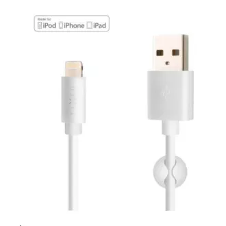 Kabel za prenos podatkov in polnjenje FIXED, USB-A -> Lightning (MFI), 20 W, dolžina 1 m, bel