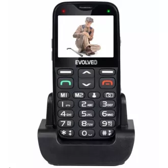 EVOLVEO EasyPhone XG, mobilni telefon za starejše s stojalom za polnjenje, črn