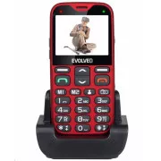 EVOLVEO EasyPhone XG, mobilni telefon za starejše s stojalom za polnjenje, rdeč
