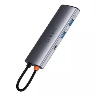 Baseus Metal Gleam Series 7in1 HUB Type-C (USB-C PD 100W, USB-C, 2* USB 3.0, HDMI, vrata SD TF) siva