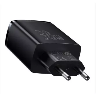 Baseus Kompaktni adapter za hitro polnjenje 2x USB-A, 1x Type-C 30W črn