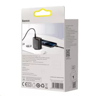 Baseus Kompaktni adapter za hitro polnjenje 2x USB-A, 1x Type-C 30W črn