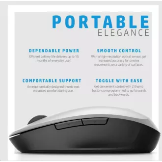 HP Dual Mode Silver Mouse 300 - miška bluetooth, ki se hkrati poveže z dvema računalnikoma HP Dual Mode Silver Mouse 300 - miška bluetooth, ki se hkrati poveže z dvema računalnikoma