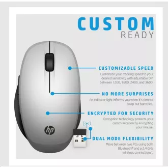 HP Dual Mode Silver Mouse 300 - miška bluetooth, ki se hkrati poveže z dvema računalnikoma HP Dual Mode Silver Mouse 300 - miška bluetooth, ki se hkrati poveže z dvema računalnikoma