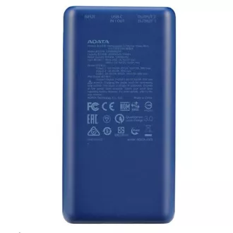 ADATA PowerBank P20000QCD - zunanja baterija za mobilni telefon/tablico 20000mAh, 2, 1A, modra (74Wh)
