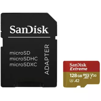 SanDisk micro SDXC kartica 128 GB Extreme Action Cams and Drones (190 MB/s razred 10, UHS-I U3 V30)   adapter