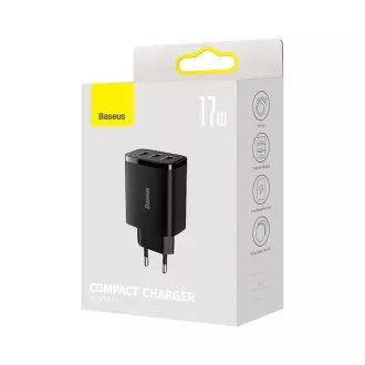 Baseus Compact Charger 3U 17W EU, črna