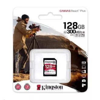 Kingston SDXC 128GB Canvas React Plus SDXC UHS-II 300R/260W U3 V90 za Full HD/4K/8K