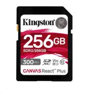 Kingston SDXC 256GB Canvas React Plus SDXC UHS-II 300R/260W U3 V90 za Full HD/4K/8K