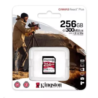 Kingston SDXC 256GB Canvas React Plus SDXC UHS-II 300R/260W U3 V90 za Full HD/4K/8K
