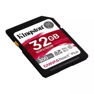 Kingstonova kartica SDHC 32GB Canvas React Plus SDHC UHS-II 300R/260W U3 V90 za Full HD/4K/8K