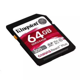 Kingston SDXC 64GB Canvas React Plus SDHC UHS-II 300R/260W U3 V90 za Full HD/4K/8K