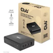 Club3D Potovalni polnilec 132 W s tehnologijo GAN, 4xUSB-A in USB-C, podpora PD 3.0