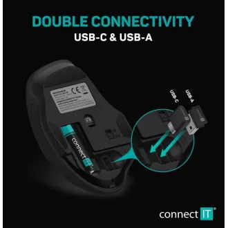 CONNECT IT Dual SmartSwitch brezžična miška, USB-A C ( 1x baterija AA, brezplačna), siva CONNECT IT Dual SmartSwitch brezžična miška, USB-A C ( 1x baterija AA, brezplačna), siva