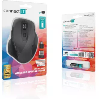 CONNECT IT Dual SmartSwitch brezžična miška, USB-A C ( 1x baterija AA, brezplačna), siva CONNECT IT Dual SmartSwitch brezžična miška, USB-A C ( 1x baterija AA, brezplačna), siva