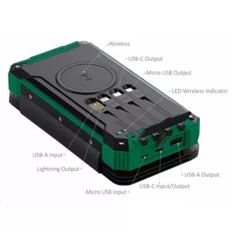 Viking sončna zunanja banka energije EP16W 16000 mAh, brezžično polnjenje
