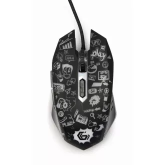 GEMBIRD miška MUS-6B-GRAFIX-01, črna z grafičnim tiskom, USB