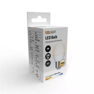 Solight LED žarnica, miniglobe, 6W, E27, 3000K, 510lm
