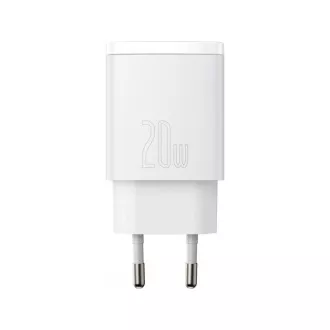 Baseus Compact USB-A   Type-C adapter za hitro polnjenje 20W EU, bel