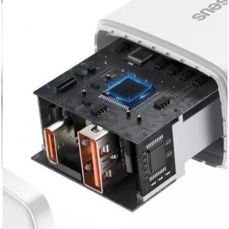 Baseus Compact USB-A   Type-C adapter za hitro polnjenje 20W EU, bel