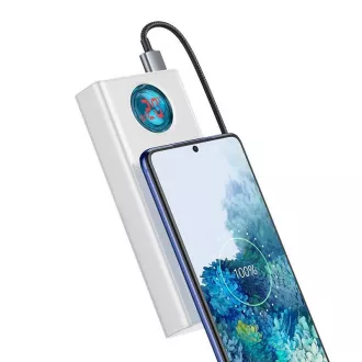 Baseus Amblight powerbank z digitalnim zaslonom QC 30000mAh Overseas Edition   kabel Type-C/Type-C 100W 1m, bela