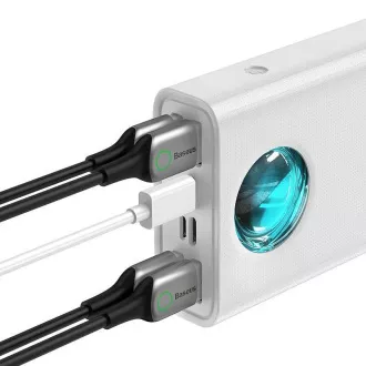Baseus Amblight powerbank z digitalnim zaslonom QC 30000mAh Overseas Edition   kabel Type-C/Type-C 100W 1m, bela
