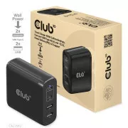 Club3D potovalni polnilec 100 W s tehnologijo GAN, 2xUSB-A in 2xUSB-C, podpora PD 3.0