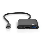 PORT HUB USB-C, HDMI 1X 4K   USB-A   USB-C, črn