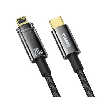 Baseus Explorer Series USB-C/Lightning podatkovni kabel s pametnim izklopom 20 W 2 m črn