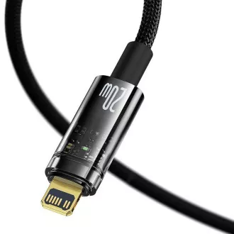 Baseus Explorer Series USB-C/Lightning podatkovni kabel s pametnim izklopom 20 W 2 m črn