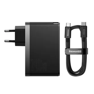 Baseus GaN5 Pro adapter za hitro polnjenje 2x USB-C   USB-A 140W črn