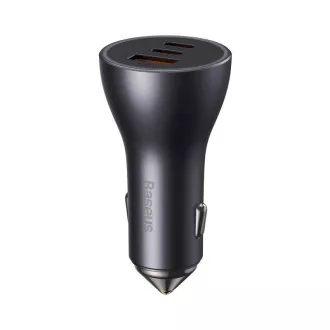 Baseus hitri polnilni avtomobilski adapter 2*USB-C   USB-A 65W temno siva