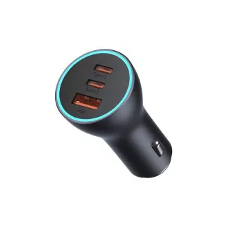 Baseus hitri polnilni avtomobilski adapter 2*USB-C   USB-A 65W temno siva