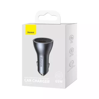 Baseus hitri polnilni avtomobilski adapter 2*USB-C   USB-A 65W temno siva