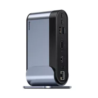 Baseus 16in1 3-zaslonska projekcijska postaja s priključkom USB-C (adapter za vtičnice CN EU UK), siva