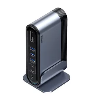 Baseus 16in1 3-zaslonska projekcijska postaja s priključkom USB-C (adapter za vtičnice CN EU UK), siva