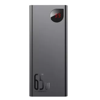 Baseus Adaman Kovinska napajalna banka z digitalnim zaslonom QC PD 20000mAh 65W, črna kabel USB-A/USB-C 30cm, črna Baseus Adaman Kovinska napajalna banka z digitalnim zaslonom QC PD 20000mAh 65W, črna kabel USB-A/USB-C 30cm, črna